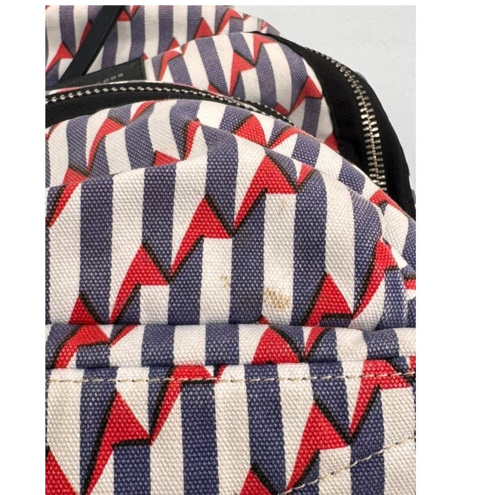 MARC JACOBS Paris Kiss Denim Backpack Red White Blue Cotton & Leather - Picture 10 of 11